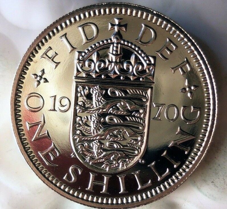 1970 Great Britain Shilling - Great Proof Coin - Free Ship - Britain Bin Pr